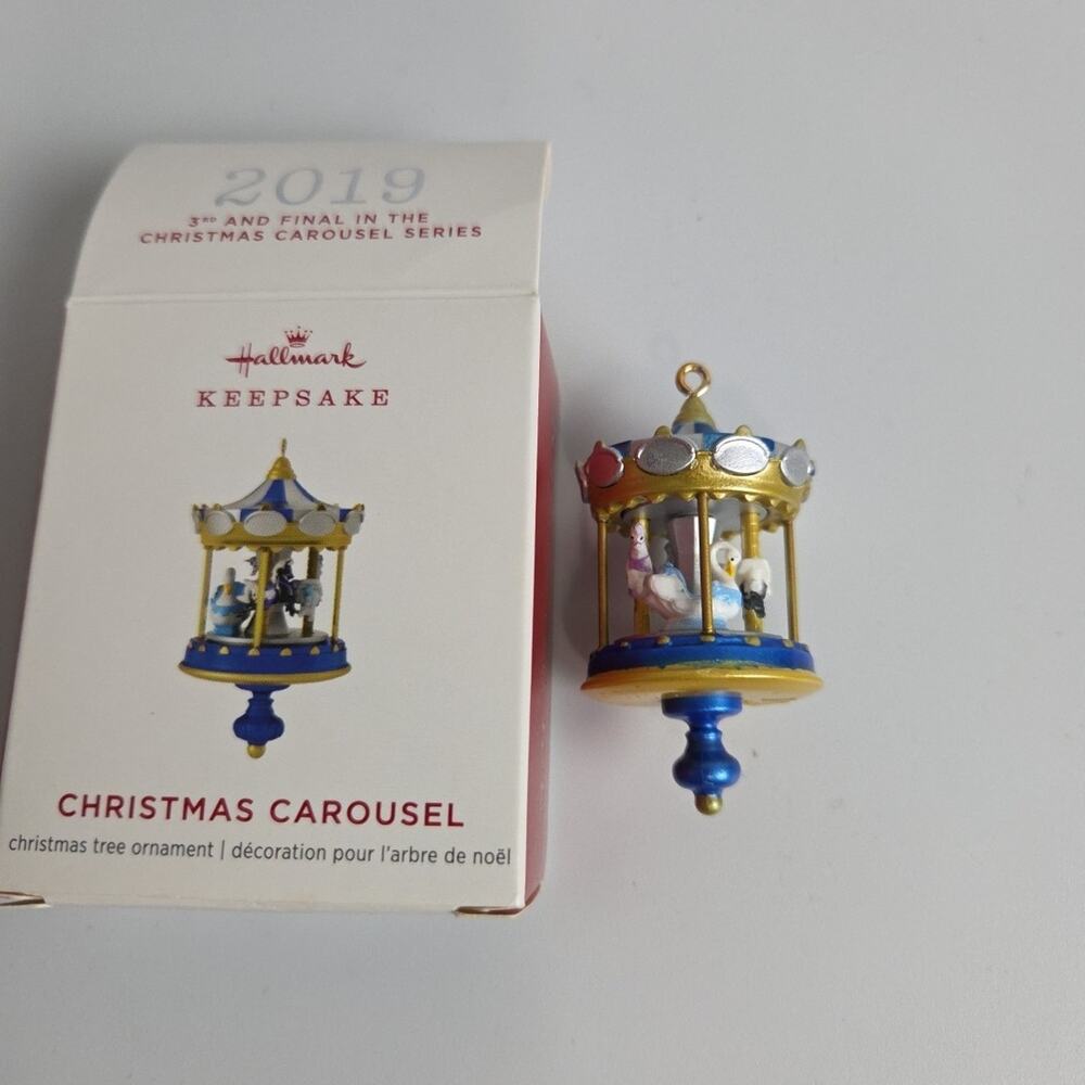 MINIATURE 2019 Hallmark Keepsake Christmas Carousel Mini Blue Ornament